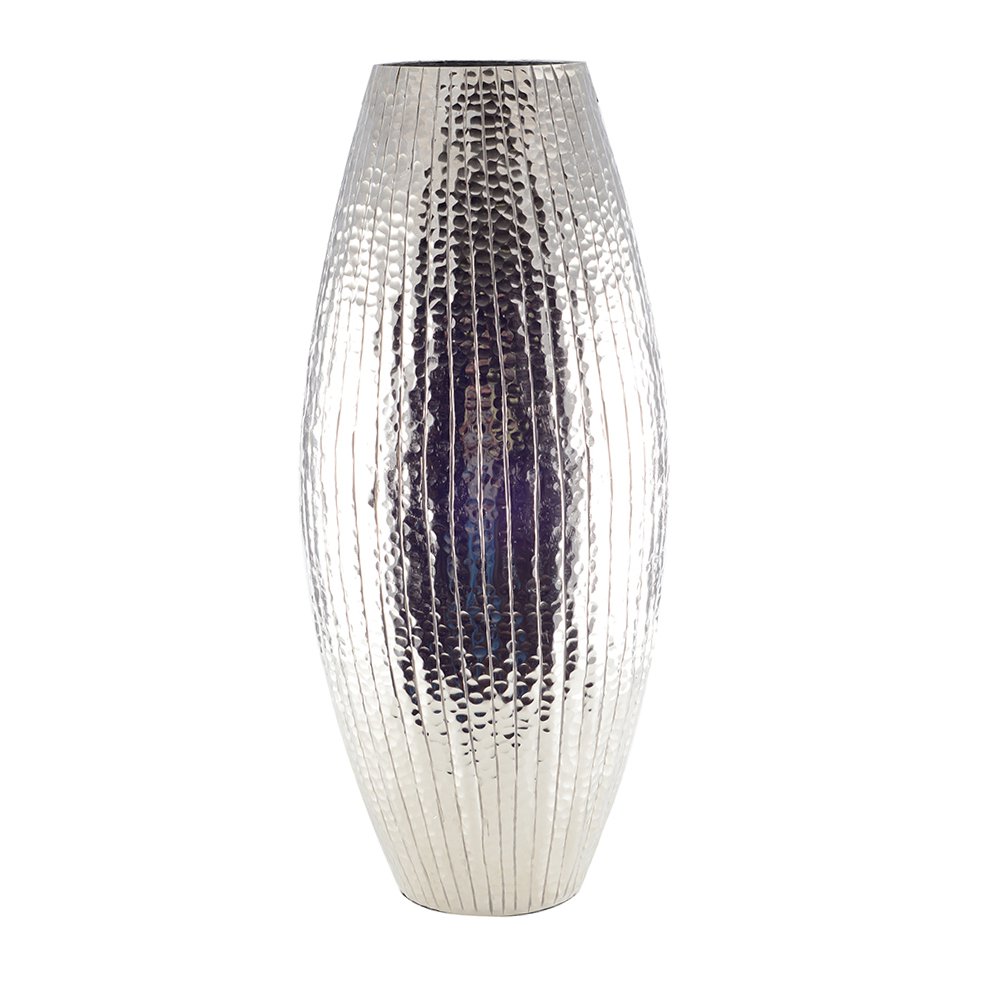 VASE ARGENT BRILLANT 21X21X45CM