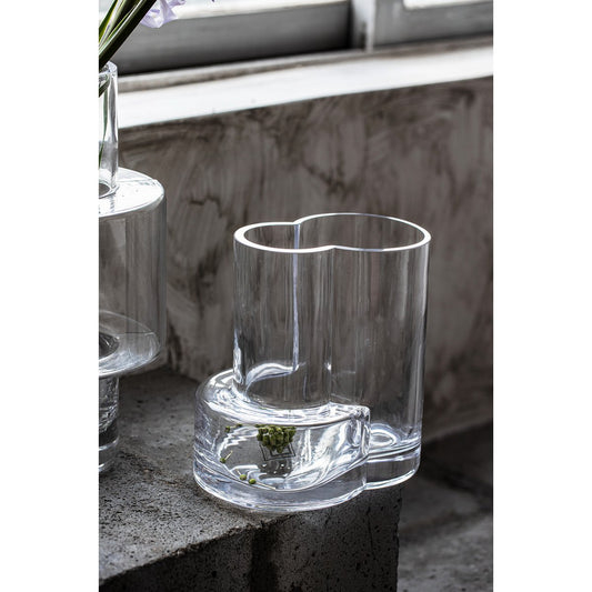 Moderne Vase im konstruktivistischen Stil, Top-Design, FUSIO 25 Klarglas