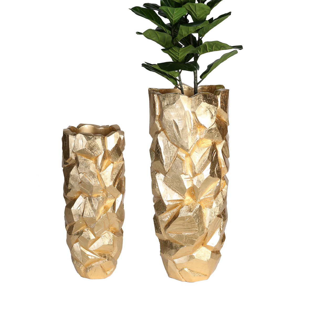 Poly/Fiberglas Pflanzgefäß "Big Nugget" gold H.70cm