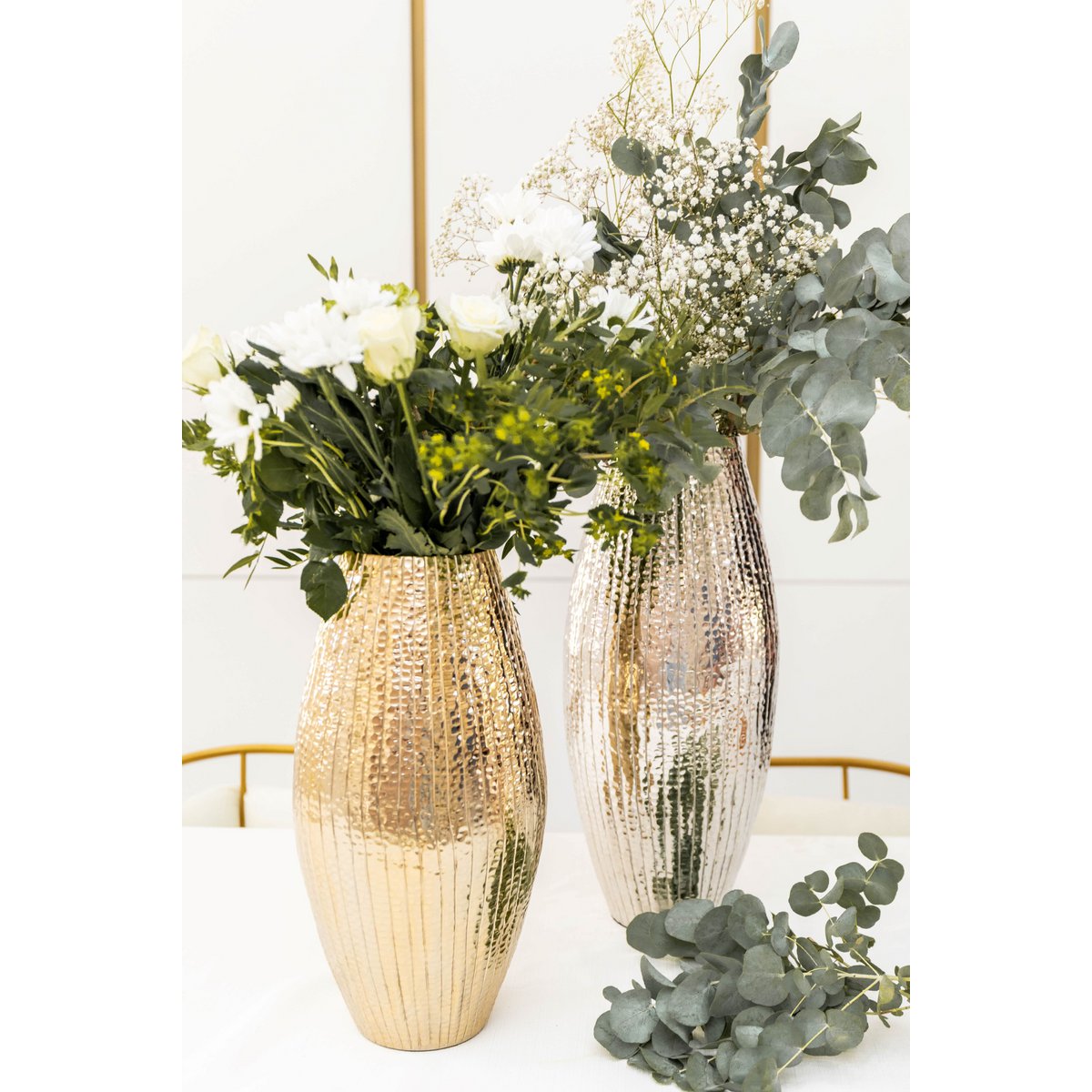 VASE ARGENT BRILLANT 21X21X45CM