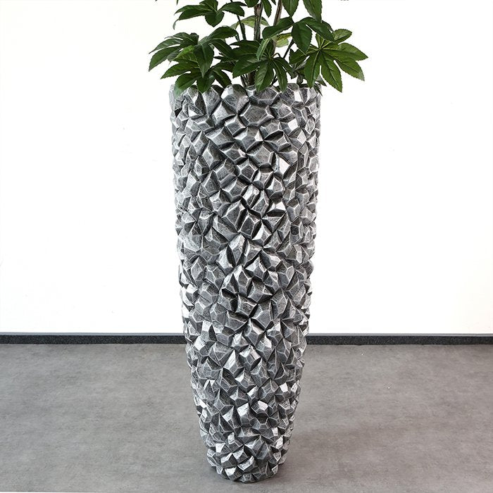 Poly/Fiberglas Pflanzgefäß "Gravity" graphit H.109cm