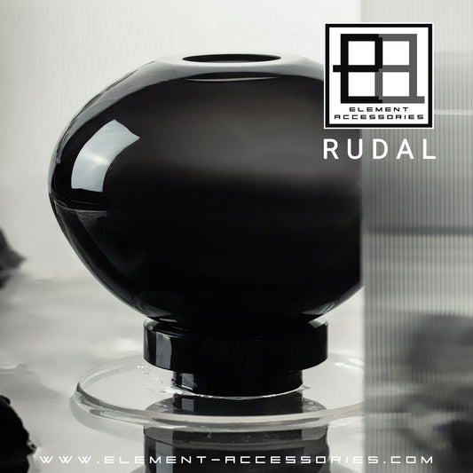 Vase Kugelform innovatives Design, schwarzes Glas, RUD00_Luxury Edition
