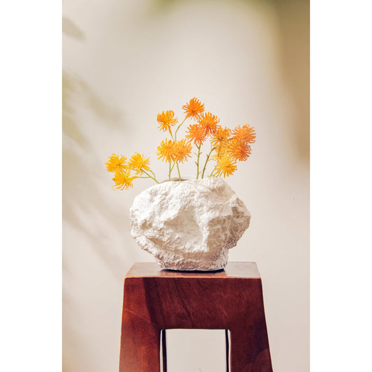 Keramikvase m. Rock-Look, trendiges Naturdesign.CHU20WH