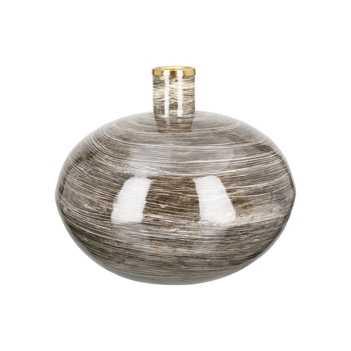 Metall Vase bauchig "Stripes"