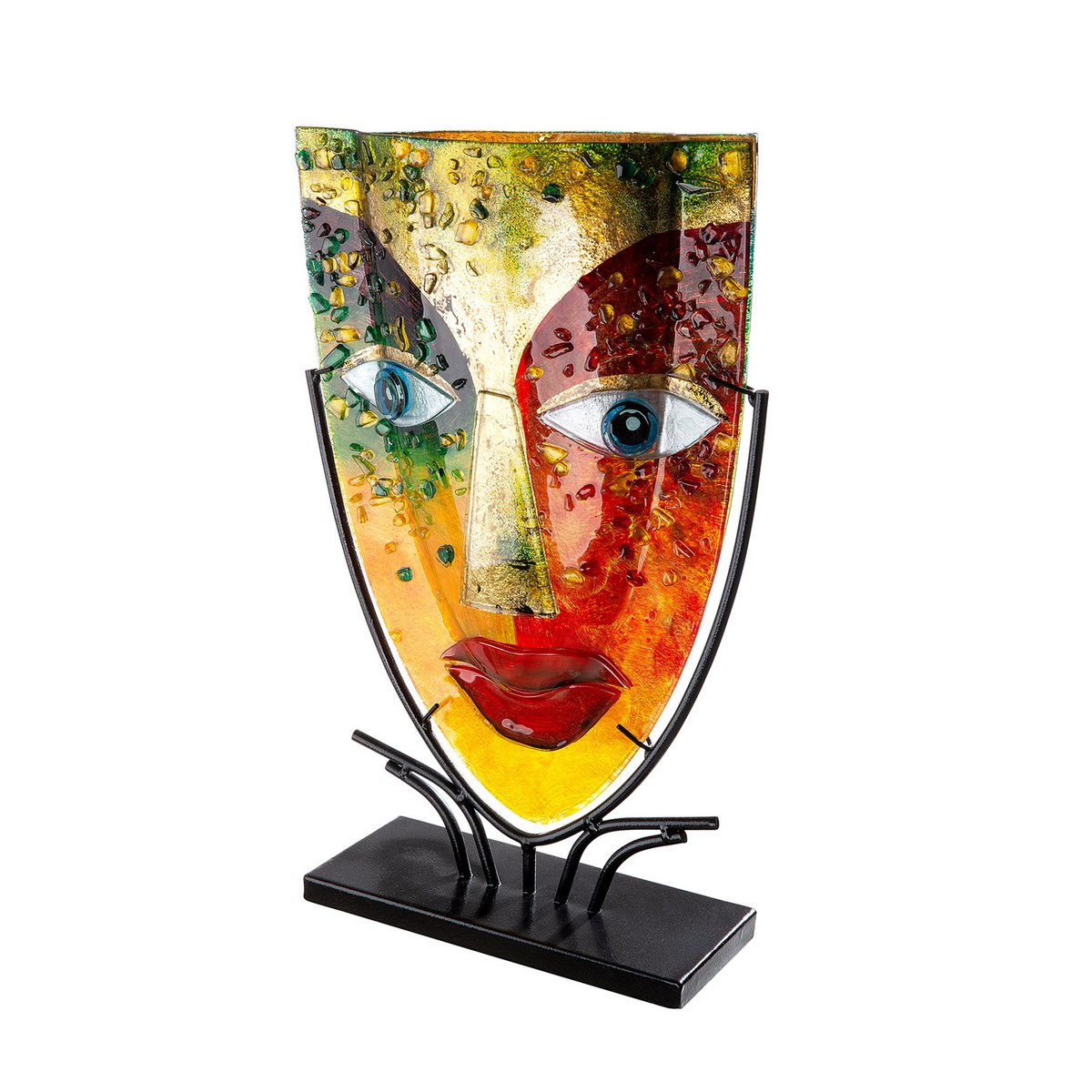 Glasart ovale Designvase Face "Blue Eye"