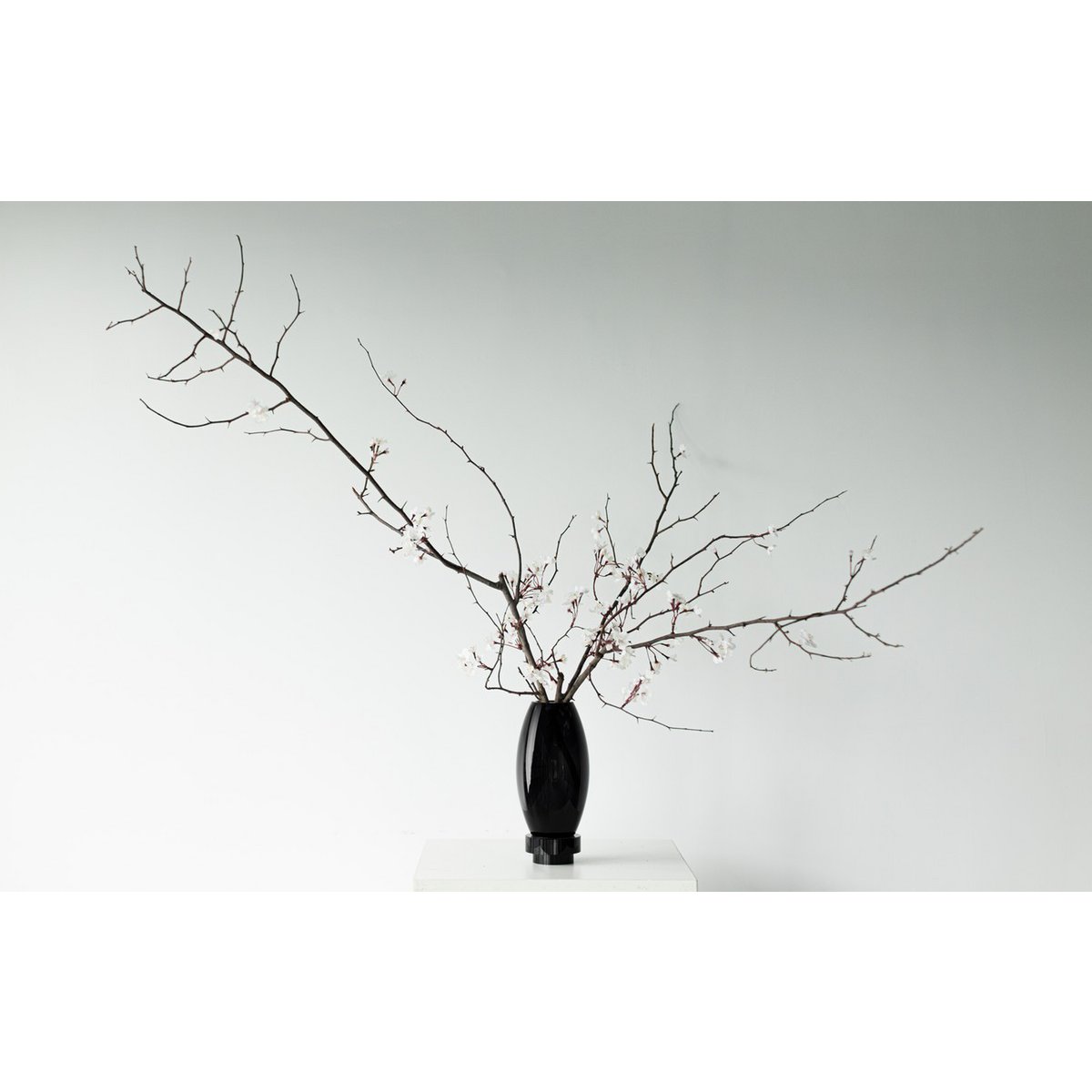 Moderne Vase, innovatives Design, schwarzes High-End-Glas. RUD30