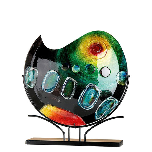 Glasart runde Dekovase auf Ständer "Sunrise"