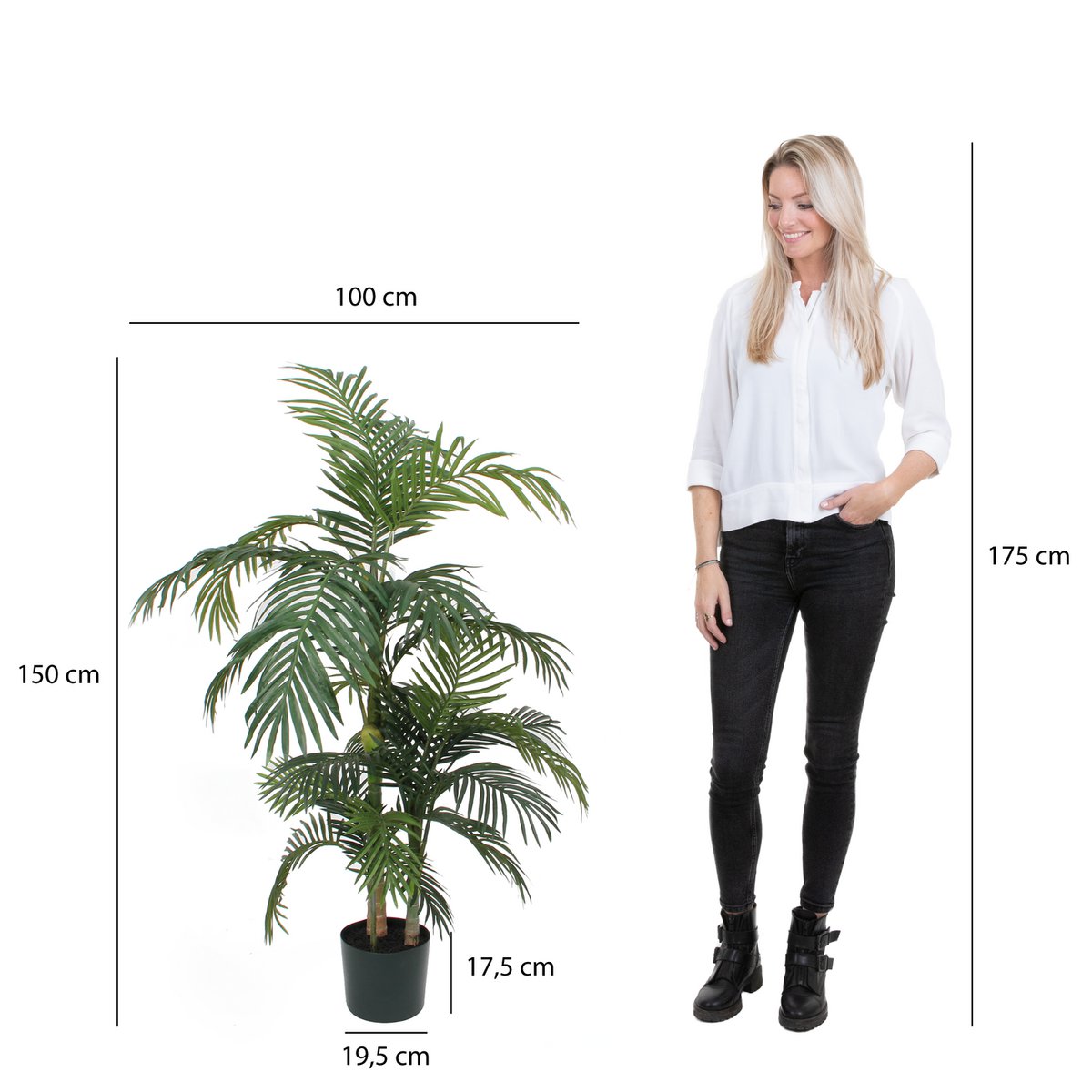 Areca-Palme Kunstpflanze - H150 x Ø100 cm - grün