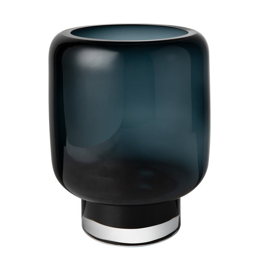 große moderne Vase, schweres Klarglas, tintenblau, ZADAR