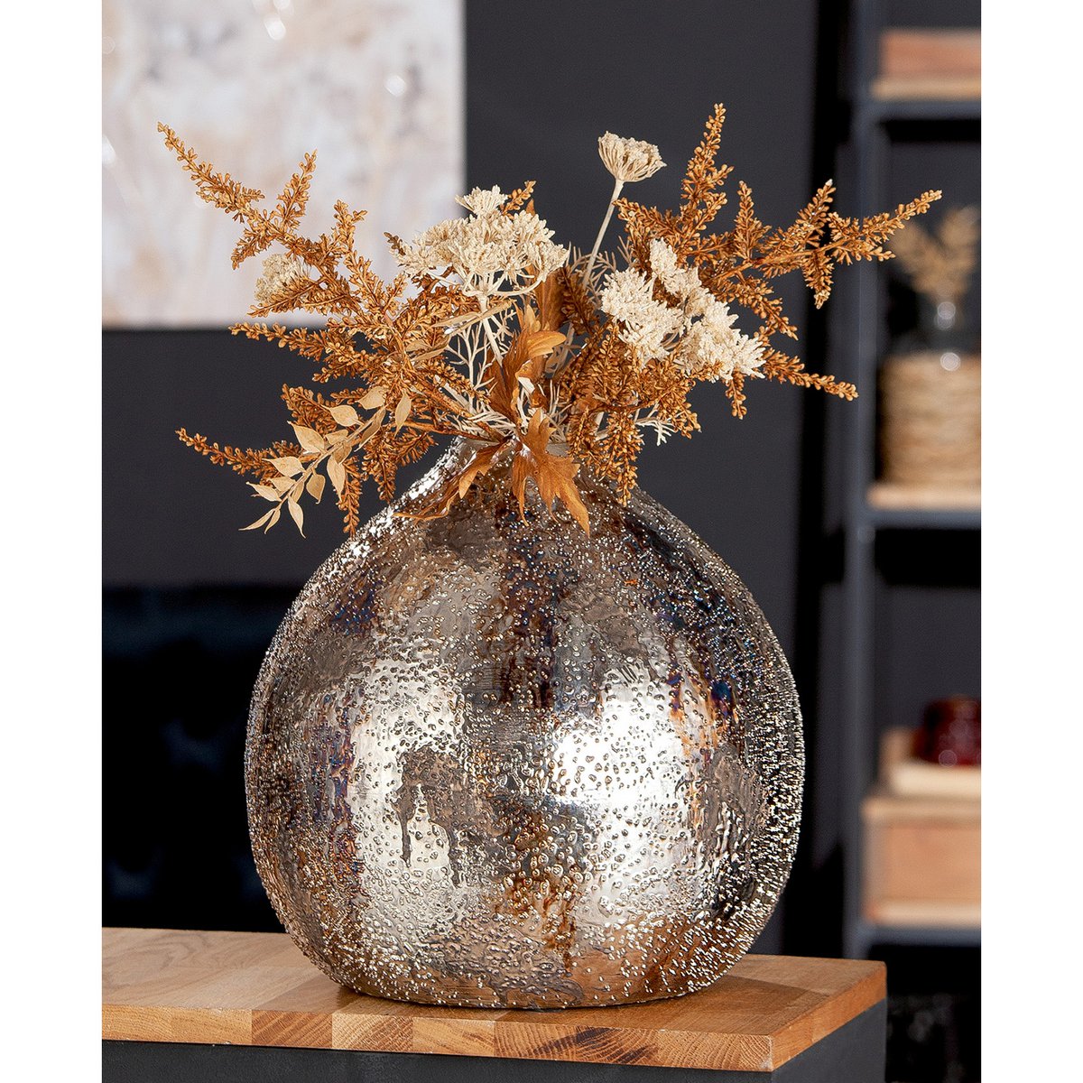 Metall Deko Vase "Pavone"