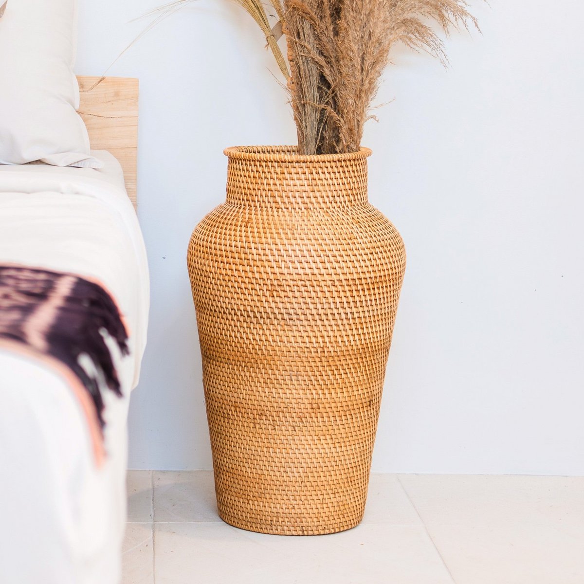 Bodenvase KIDUNG Rattan Ø30cm | Boho Dekovase
