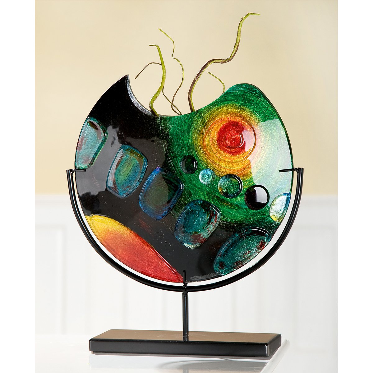 Glasart runde Dekovase auf Ständer "Sunrise"
