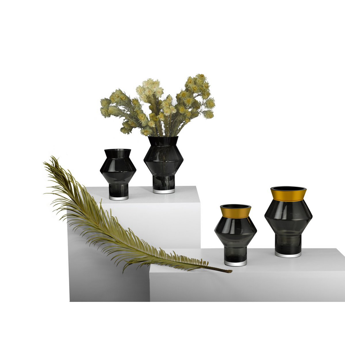 edle Glasvase mit 24k Goldrand, CUZCO