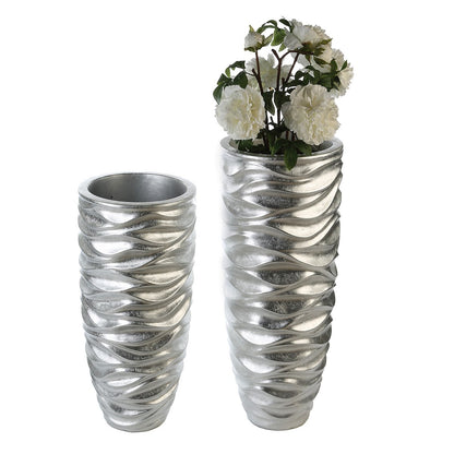 Pflanzgefäß"Waves"silber,D.35cm H.76cm
