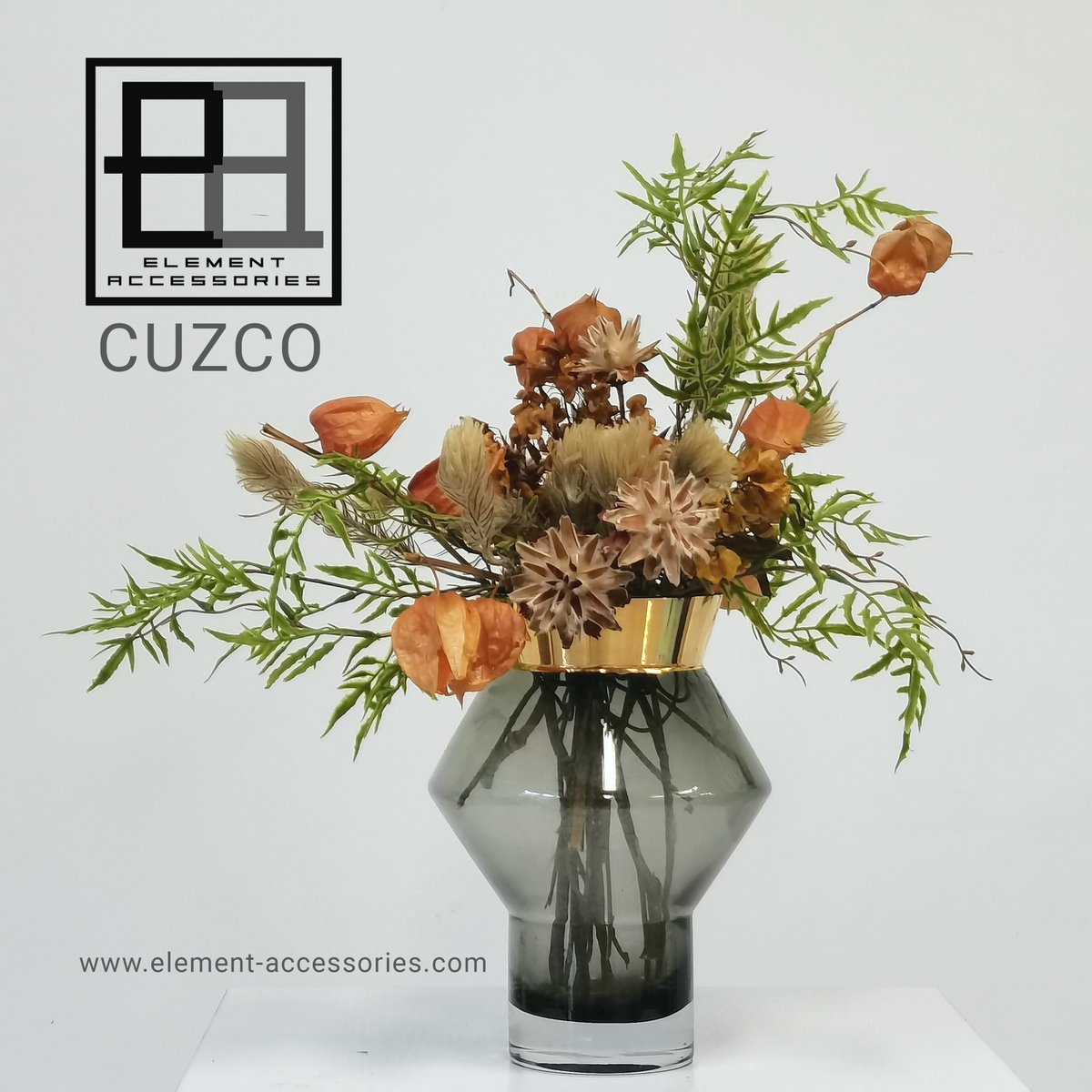 edle Glasvase mit 24k Goldrand, CUZCO