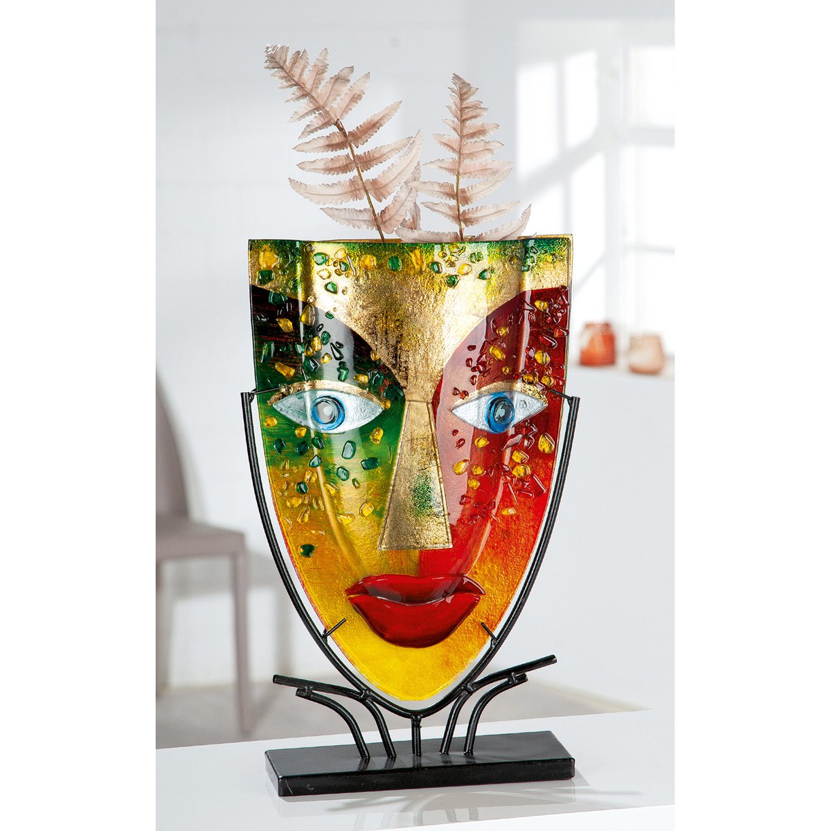 Glasart ovale Designvase Face "Blue Eye"