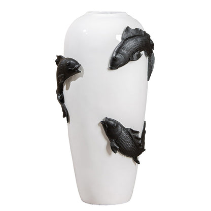 Bodenvase Koi schwarz H.73 cm