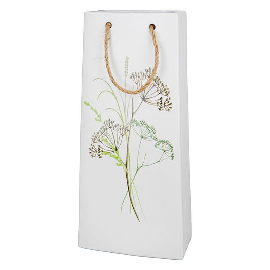 Keramik Deko Handtasche schmal "Gräserstrauß"