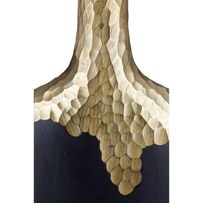 Vase flach Favo, goldfarben; schwarz H.36 cm