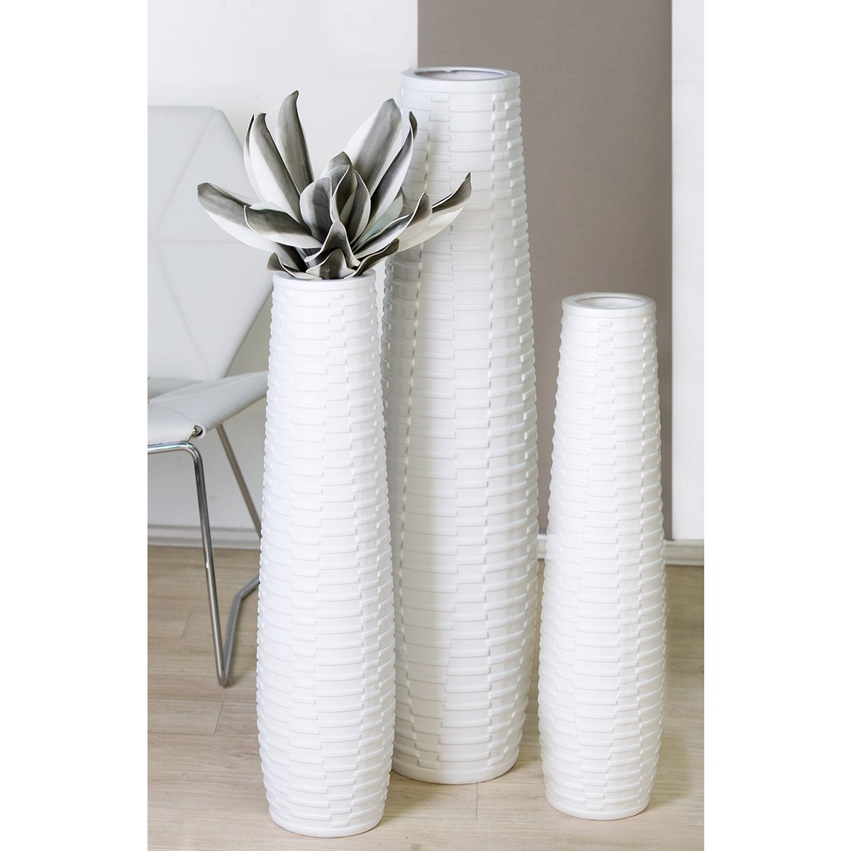 Vase"Catania"Ker.weiß VE 2