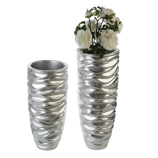 Pflanzgefäß"Waves"silber,D.35cm H.76cm