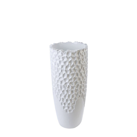 Poly/Fiberglas Pflanzgefäß "Carve" weiss H.90cm