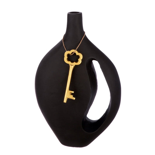 Vase Schlüssel, schwarz H.30 cm