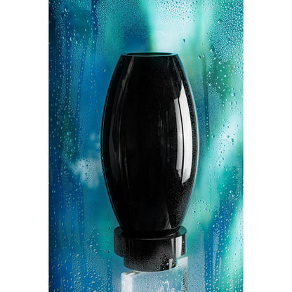 Moderne Vase, innovatives Design, schwarzes High-End-Glas. RUD30