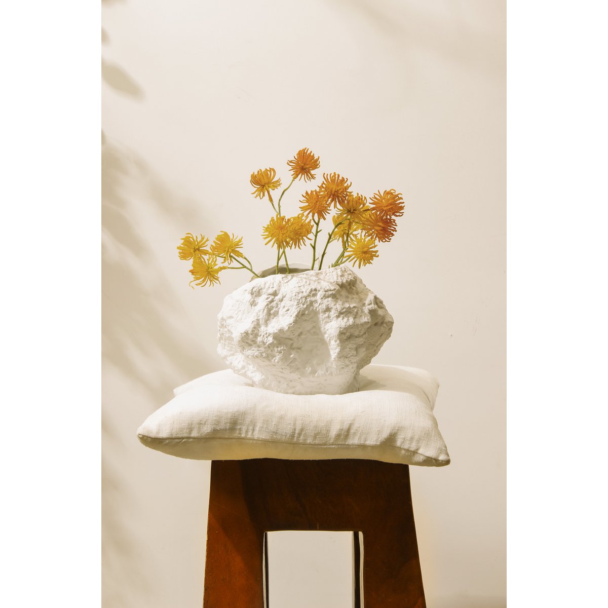 Keramikvase m. Rock-Look, trendiges Naturdesign.CHU20WH