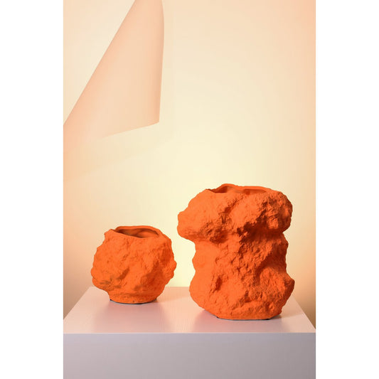 Keramikvase m. Rock-Look in trendigem Orange CHU32OR