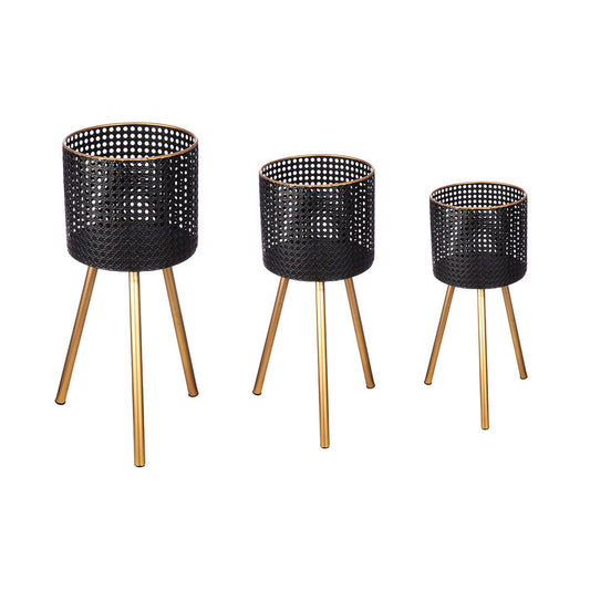 3er-Set Übertopf rund auf Dreibein