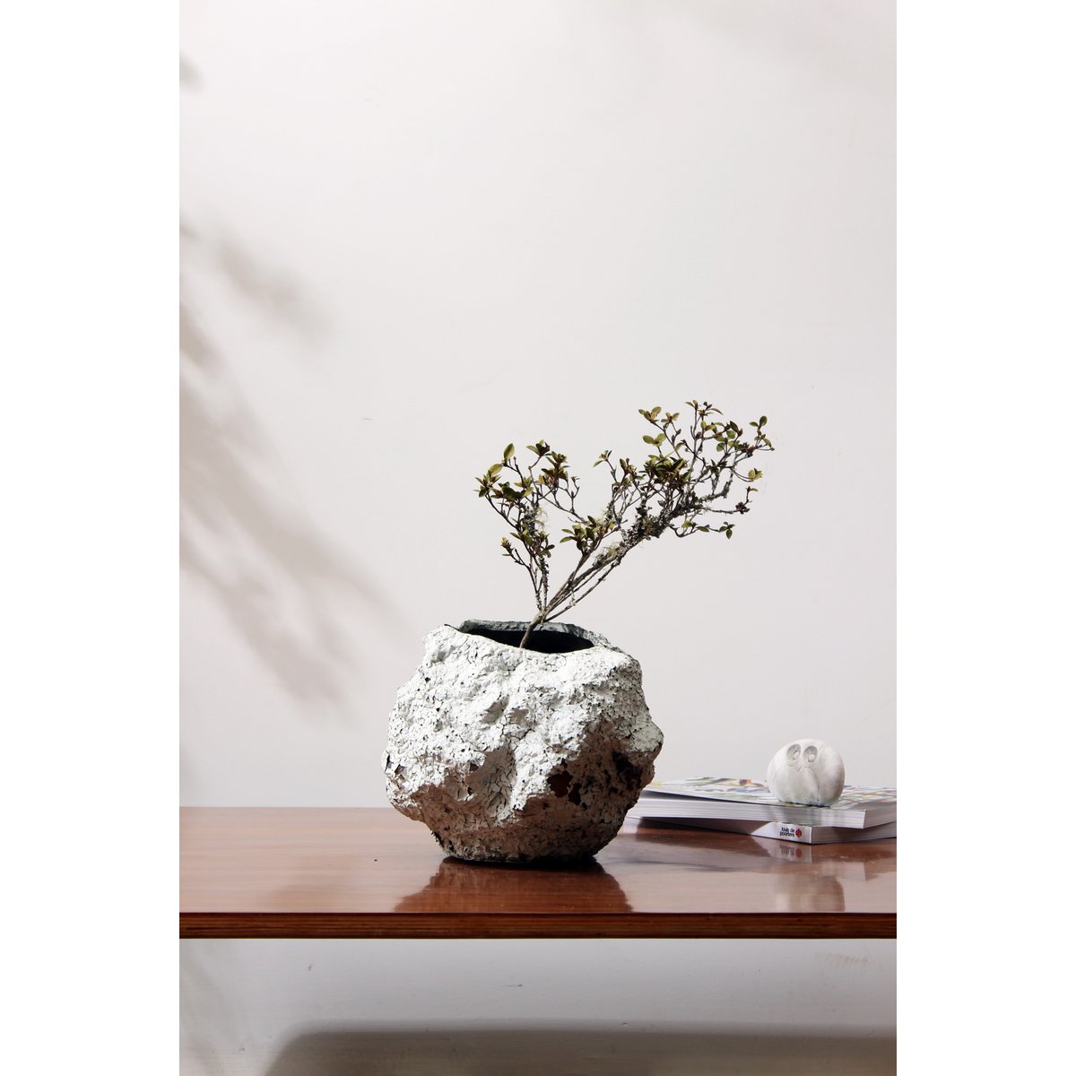 Keramikvase m. Rock-Look, trendiges Naturdesign.CHU20WH