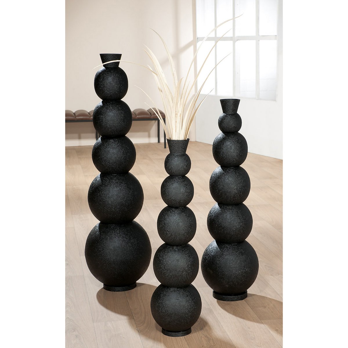 Bodenvase schwarz Rotonda H.87 cm