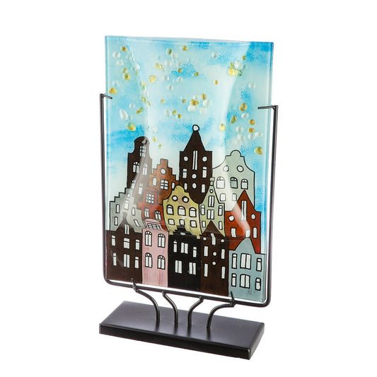 Vase rechteckig Stadtlichter, H.45 cm