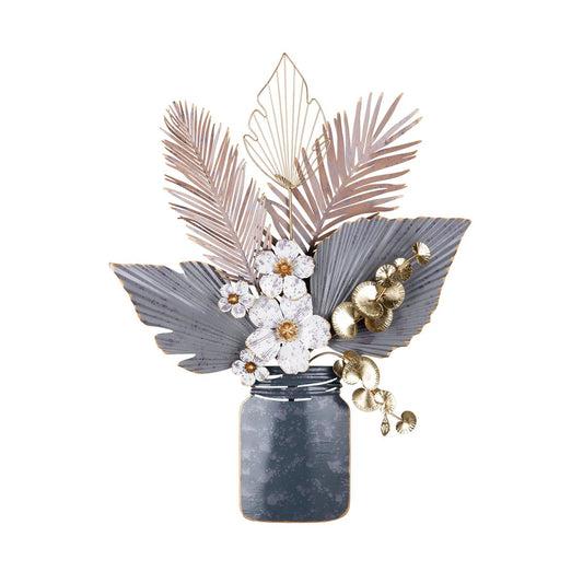 Metall Relief Vase m. Blumenstrauß "Viola"