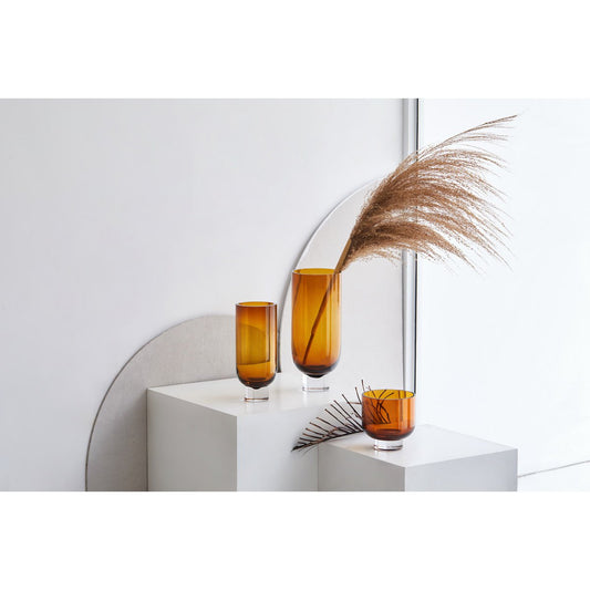 Moderne, luxuriöse 9 mm dicke Glasvase, nüchternes Design, sehr hoch, warmes Dunkelorange, OMAHA36AM