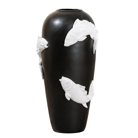 Bodenvase Koi weiß H.73 cm