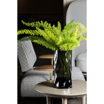 Hohe zylindrische Vase aus 9 mm dickem Glas, unregelmäßige Form, wie schwarzes Holz. ABU40GR