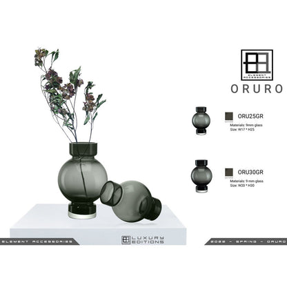 moderne kugelförmige Luxusvase ORURO – 9 mm dickes Glas