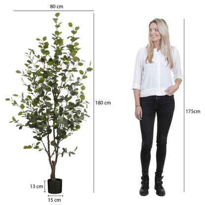 Kunstpflanze Eukalyptusbaum im Topf – H180 x Ø80 cm – Grün
