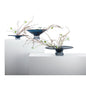 runde flache Vase oder Schale, tiefblaues dickes Glas, handgedreht: ALAIN