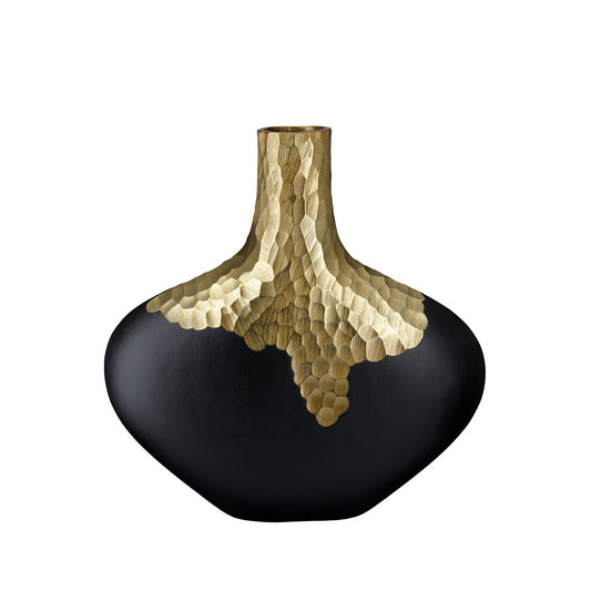 Vase flach Favo, goldfarben; schwarz H.36 cm