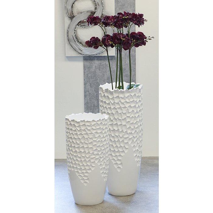Poly/Fiberglas Pflanzgefäß "Carve" weiss H.70cm