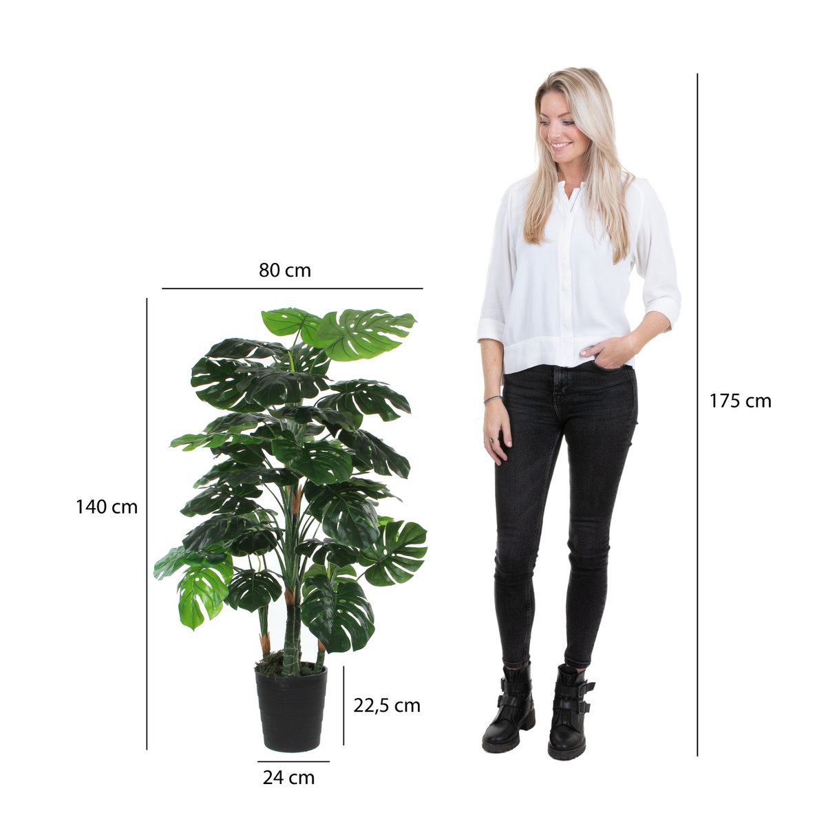 Künstliche Pflanze Monstera – H140 x Ø80 cm – Grün