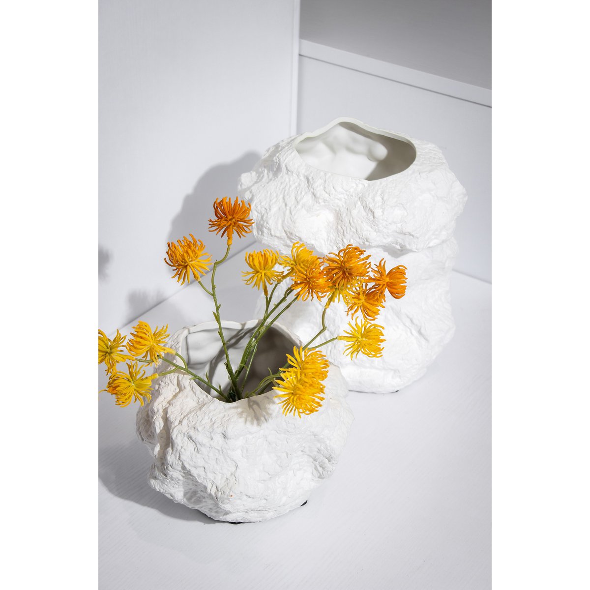 Keramikvase m. Rock-Look, trendiges Naturdesign.CHU20WH