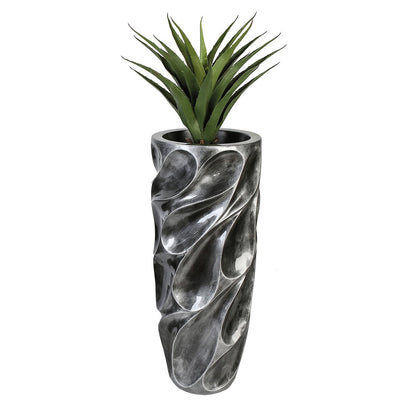 Poly/Fiberglas Pflanzgefäß "Drop" antik silberfarben H.70cm
