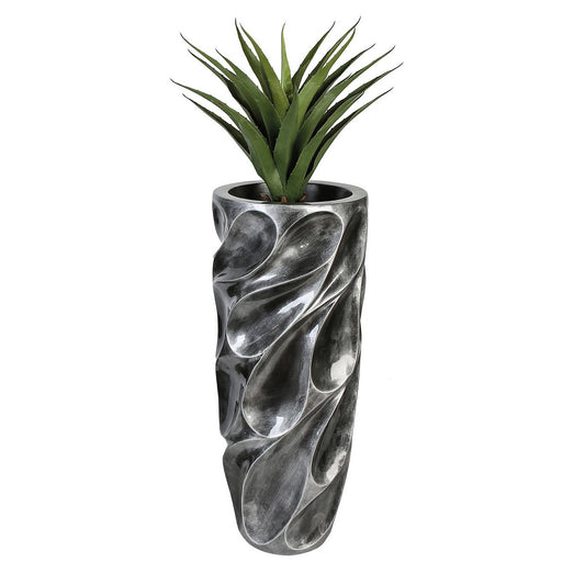 Poly/Fiberglas Pflanzgefäß "Drop" antik silberfarben H.70cm