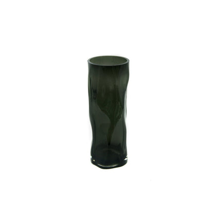 Hohe zylindrische Vase aus 9 mm dickem Glas, unregelmäßige Form, wie schwarzes Holz. ABU40GR
